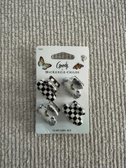 Goody X Mackenzie Childs 4pc Mini Black Check & Multi Color Hair Claw Clips🦋