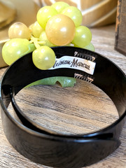 Vintage Style Neiman Marcus Grape Hair Clip Wrap Black Acrylic Fruit Cluster