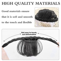 Women’s Wig with Bangs and Sideburns Trendy Braided Headband Hair Accessories US