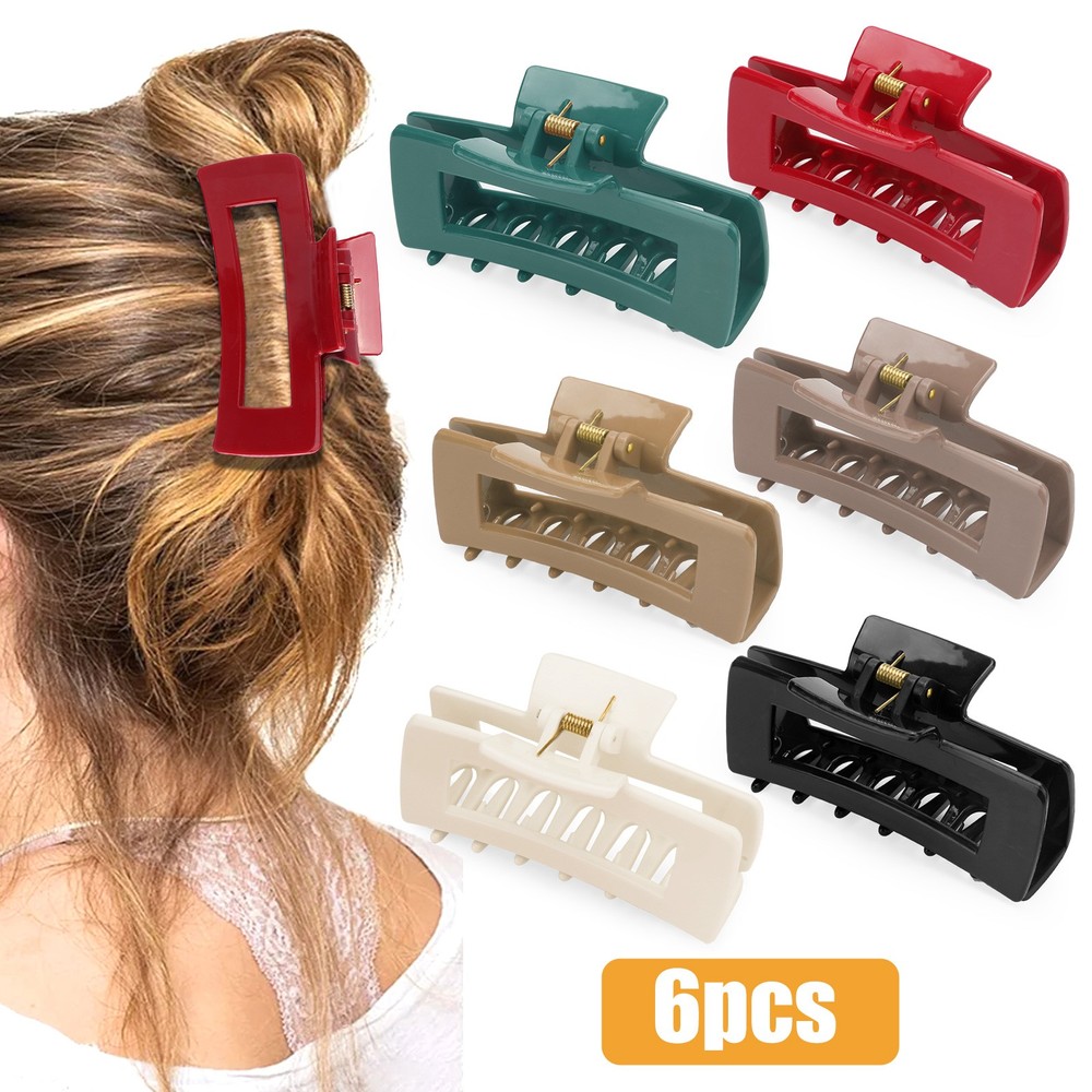 6PCS Large Soft Silicone Hair Clips Strong Hold Flat Jaw Clips for Women & Girls