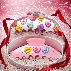 BVGA 2 Pcs Valentines Hair Claw Clips Large 1 Count (Pack of 2), Pink Green