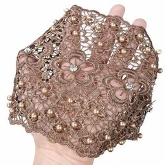 Elegant Women Hollow Headband Flower Pattern Shiny Rhinestones Faux Pearls Hair