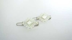 Two small tiny white pearl hair pin clip barrettes fine hair