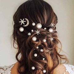 Star Hair Clips Pearl Hair Pins Rhinestone Moon Decorative Bobby Pins Gold