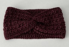 Crochet Twisted Ear Warmer Headband Crimson Red Handmade Women’s Fall Winter