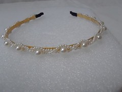 Lot of Two Faux Pearl Headbands Silver Tone w Rhinestones other Twist Pearl NWOT
