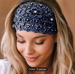 3pcs Set Elegant Floral Beaded Wide Headbands for Women Hair Accessories