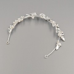 Leaf Floral Bridal Wedding Headband Headpieces Tiara Clear Crystal Silver 30056