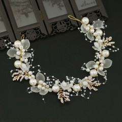 33cm Big Flower White Pearl Crystal Hair Head Band Accessories Bridal Wedding