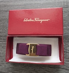 NWOT Salvatore Ferragamo Burgundy Vara Ribbon Barrette With Gift 🎁