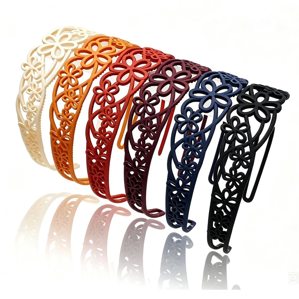Yazon 6pcs Floral Openwork Headbands Set for Girls Women, Elegant Lace Design 6