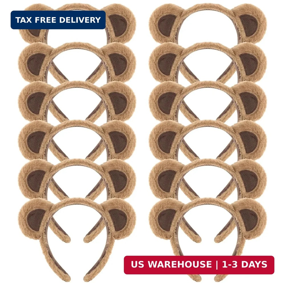 YARIEW 12pcs Bear Headbands for Women Animal Ears and Bear Ears Headband Plush H