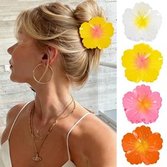 4 Pcs Hawaiian Flower Hair Claw Clips for 1 Count (Pack of 4), Hibiscus