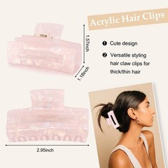 Vovii 4Pcs Acrylic Claw Clips for Women Hair Beige, Green, Pink, Blue