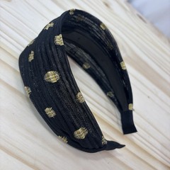 2 Pk Women’s Wide Mesh Headbands Black Brown Gold Dot Hairbands Hair Accessories