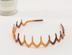 Black Brown Zigzag Plastic Headband Geometric Shape Hair Accessory for Women