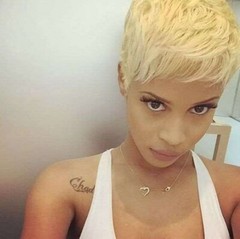 Short Blonde Pixie Human Hair Wigs for Women None Lace Fashion WIGS