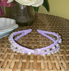 Lilly Pulitzer NEW Cross Layered Headband Lilac Pearls