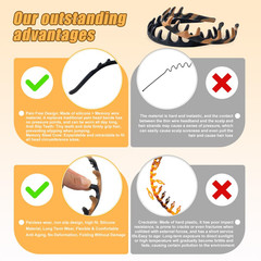 2 Pcs Silicone Headband for Women, Non-Slip Flexible Hairbands Comb Headband wit