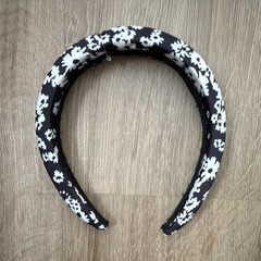 Anthropologie Women’s Padded Fabric Headband Black & White Floral Flower