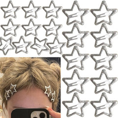 20 PCS Sparkling 1.22″ and 1.65″Star Hair Clips Snap Hair Accessories Non Slip C