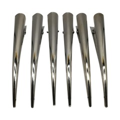 Duckbill Hair Clips 5″ Silvery Metal Non-Slip 6 Pack – Ideal for Thick Thin Hair