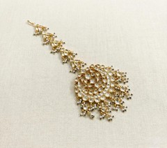 Kundan Maangtikka: Indian Bridal Mathapatti, Gold Plated Jewelry