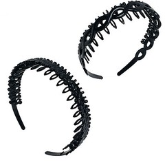 2 PCS Assorted Black Plastic Teeth Comb Headband Hairband Ladies Girl Fashion