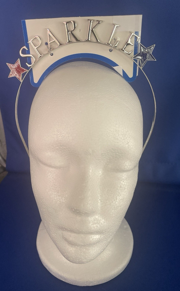 *ADULT PATRIOTIC METAL 4TH OF JULY RED & BLUE STAR HEADBAND SPARKLE