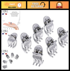 Set of 6 Extra Small Silver Hair Claw Clips for Women – Durable Fashion Accessor