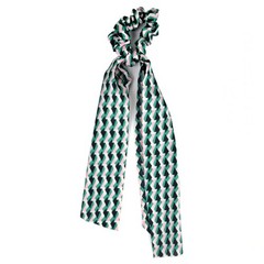 Nollia 4 Sets Geometric Print Scrunchies With Matching Hair Ties, Satiny Fabric