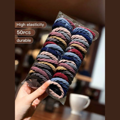 50pcs Colorful Hair Ties Korean Style Trendy Colorful Comfort Hair Accessories