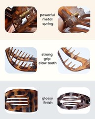 ACECHA 6 Pack Flat Hair Claw Clips for 1 Count (Pack of 6), Glossy-Tortoise