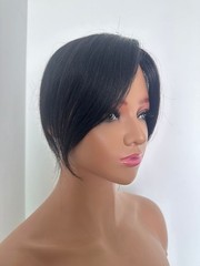 2.75″x4.3″ Traceless Front Silk Base 100% Human Hair Topper 12″, with Thick Bang