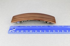 Brown Gold barrette big rectangle hair clip 4.25″ long plastic wood grain