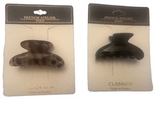 Lot Of 2 French Atelier Hair Claw Clips Made In France Classics NIB Tortoise Bla