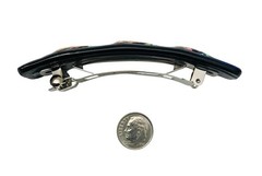 Dichroic Fused Glass Hair Barrette Handmade by Janet Wolery – 4”- DARK TRIANGLES