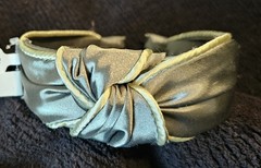 NWT Anthropologie Satin Top Knot Headband Olive Sage Green Piped Trim Hair Band