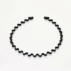 Unisex Black Elastic Non Slip Simple Metal Headbands For Men Women Wavy Hairband