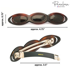 Parcelona French Scalloped Oval Barrette 4.75″ Tortoise Shell Non-Slip Hair Clip