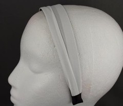 Cream Black headband scrunched pleated fabric covered hair band 1.25″ wide