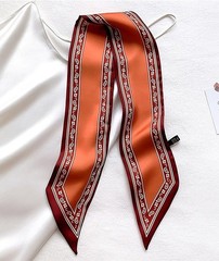 4Pcs Bag Handbag Handle Ribbon Hair Head Band Neck Scarf For Hair Fashion Coffee