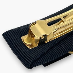 Salvatore Ferragamo Vara Bow Hair Barrette Black Gold Made in Italy