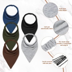 Gjinxi Triangle Bandana 5Pcs Elastic Scarf Headband Large Boho Head Scarves N…