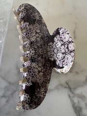 NWT $32 Johnny Was Sanya glossy Purple Floral 2.25 x 4.8″ Hair Clip new