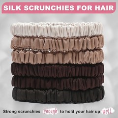 6Pcs Silk Hair Ties Small 22 Momme 100% Pure Mulberry Silk Scrunchies for Women