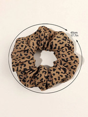 3Pcs Elegant Vintage Leopard Print Fabric Hair Scrunchies, Daily Home Hair Acces