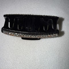 Crystal Rhinestones White & Gold Black Hair Claw Clip 1” W X 2-1/2” L