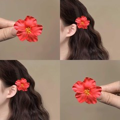 SOFISO 3Pcs Hawaiian Flower Hair Clips 1 Count (Pack of 3), Red,White,Pink
