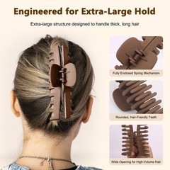 FLAREANN Extra Large 5 Inch Matte Claw Hair 1 Count (Pack of 4), Matte: Brown